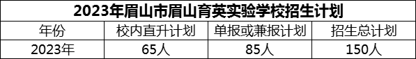 2024年眉山市眉山育英實驗學校招生計劃是多少？