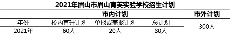2024年眉山市眉山育英實驗學校招生計劃是多少？