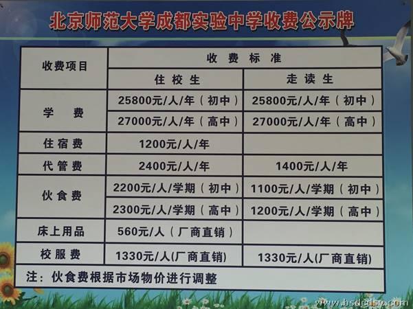 北京師范大學(xué)成都實(shí)驗(yàn)中學(xué)收費(fèi)是多少錢？
